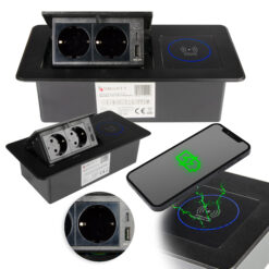 Modulbox II Steckdose im geschlossenen Zustand bündig in der Arbeitsplatte