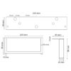 Möbelbein Metall 200x90 mm technische Zeichnung Masse