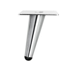 Moderner Möbelfuß aus Metall in Chrome, 10 cm hoch, schräg konisches Design