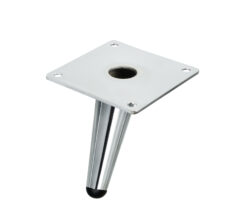Montageplatte 80x80mm und Bodenschoner für Möbelfuß Chrome 10 cm