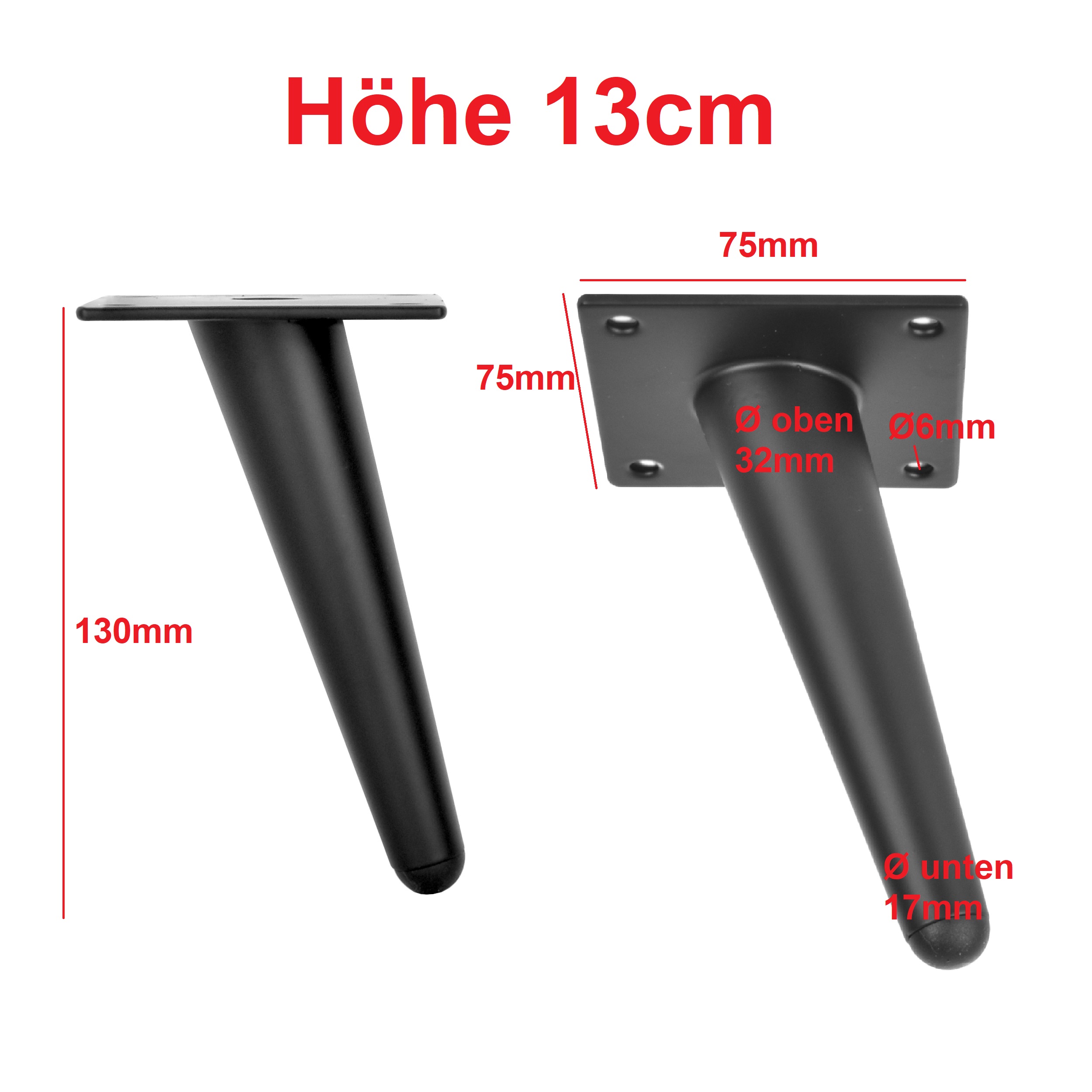 schrankfüße 13 cm schwarz abmessungen