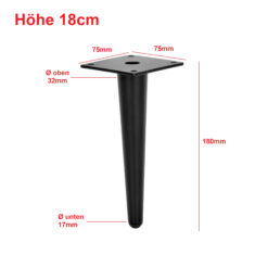schwarz gerade 18cm abmessungen