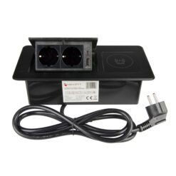 Technische Zeichnung und Einbaumaße der Modulbox II Steckdose Schwarz