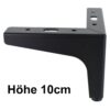 Maßzeichnung Möbelfuß 10 cm Schwarz mit Montageplatte und 4 Bohrlöchern