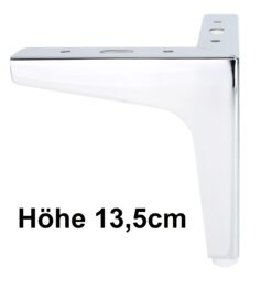 Detail Montageplatte hohe Möbelbeine Chrom