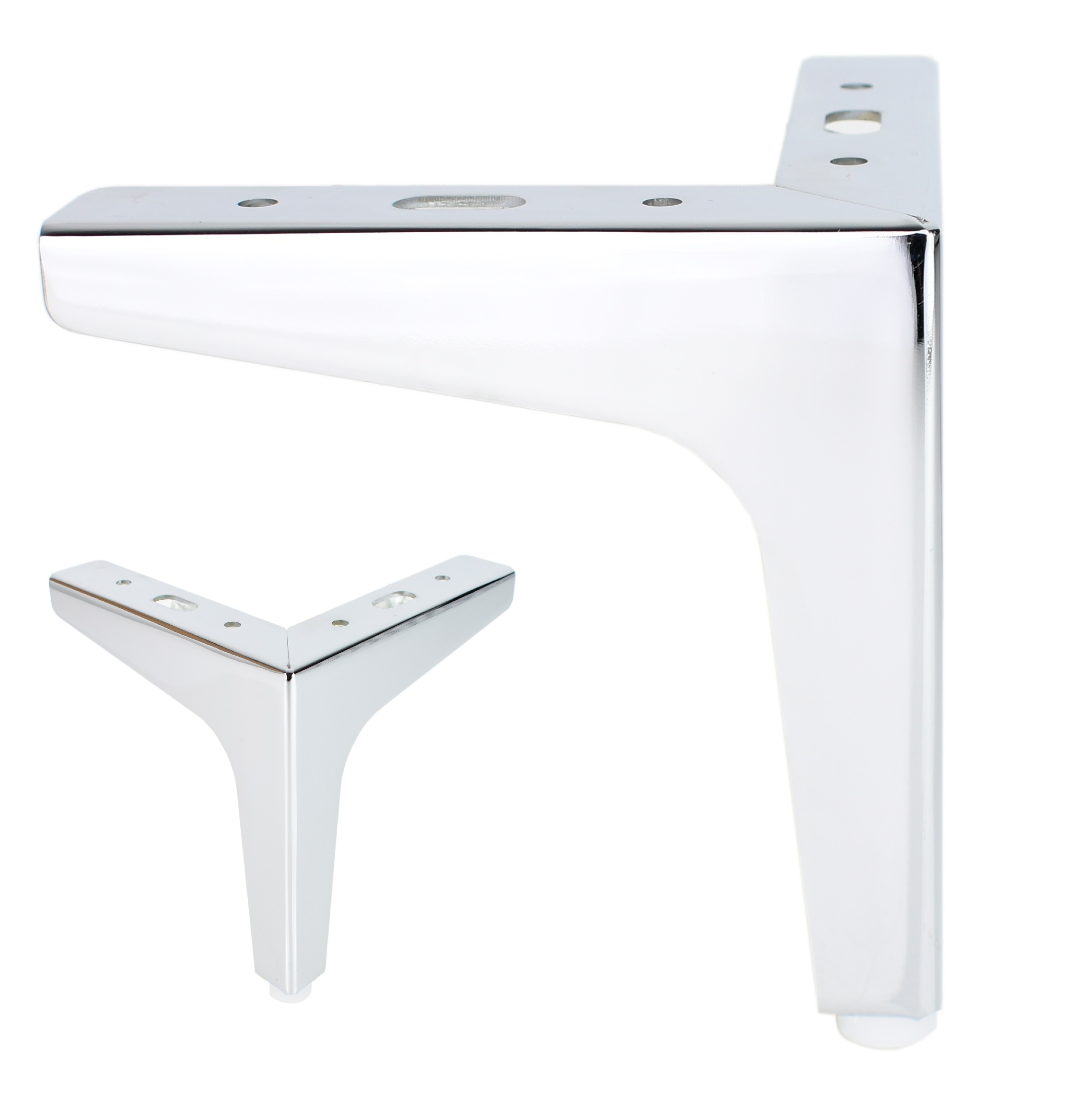 4er Set Möbelfüße 13,5 cm Chrom für Saugroboter