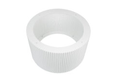 Detailansicht Riffelstruktur weiß mattes Tischuntergestell