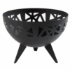 Moderne 3D Feuerschale in Schwarz Matt – Hauptansicht für Garten und Terrasse.