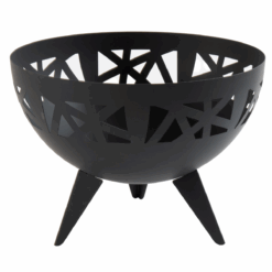 Moderne 3D Feuerschale in Schwarz Matt – Hauptansicht für Garten und Terrasse.