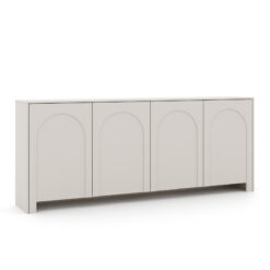 Großes Sideboard Arco 4D in Kaschmir mit Bogenfräsung und 4 Türen Frontansicht.