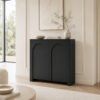 Highboard Schwarz Matt Bogenfront