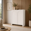 Highboard Vento Kaschmir matt Bett im modernen Schlafzimmer
