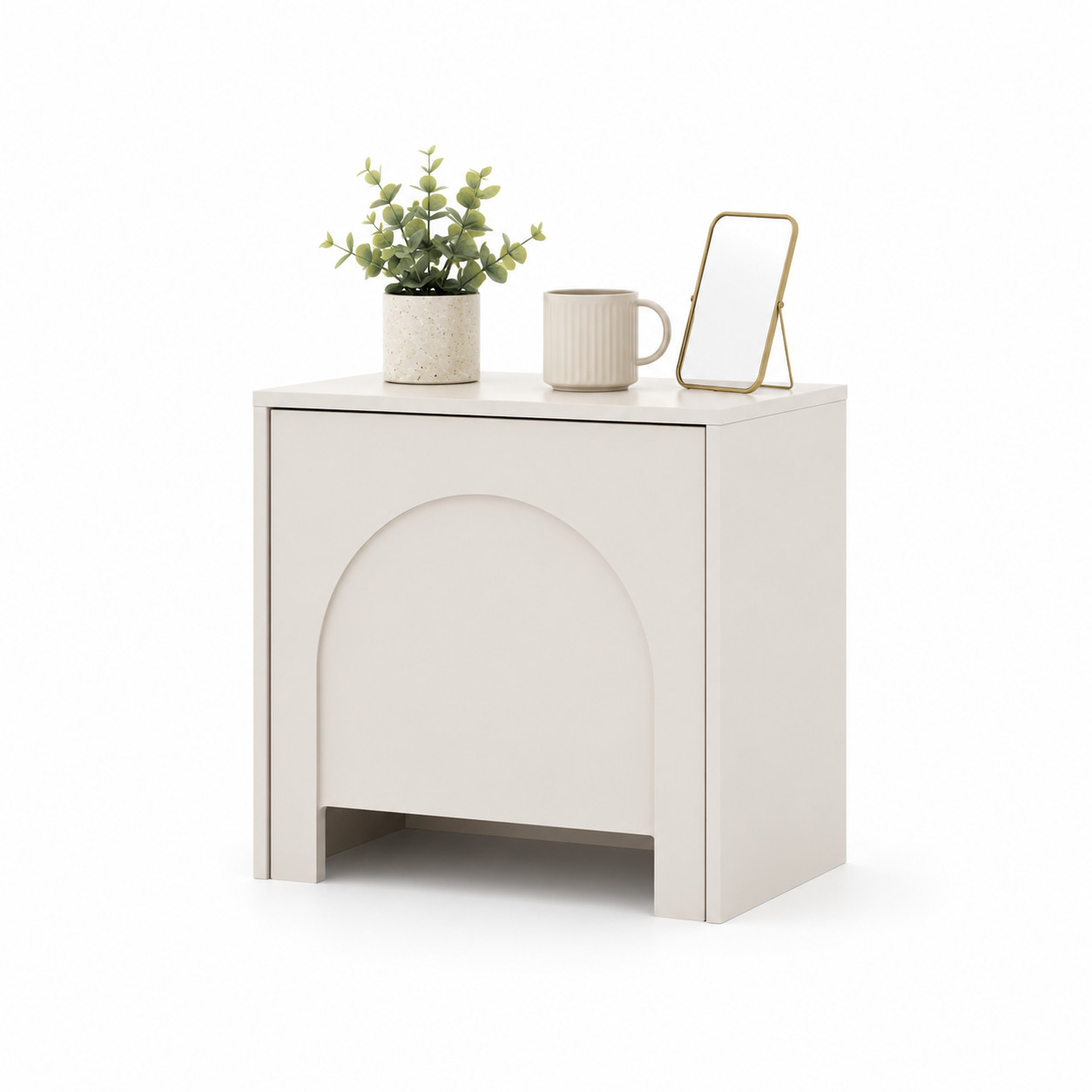 Nachttisch Kaschmir 54 cm Nachtkonsole mit Push-to-Open Tür