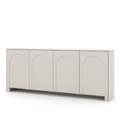 Nahaufnahme der exklusiven Bogenfräsung an den Fronten des Sideboards Arco 4D.