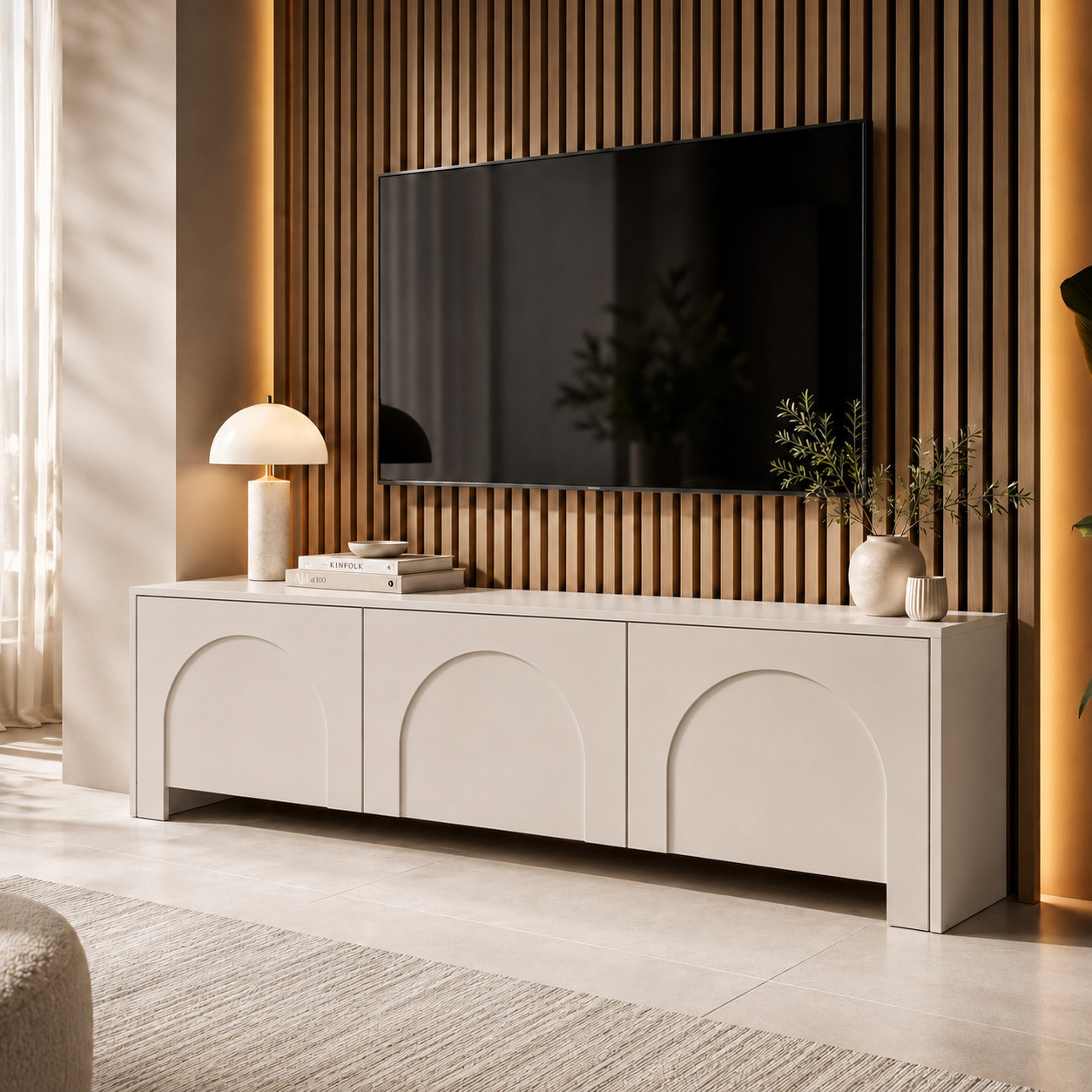 TV Lowboard Vento Kaschmir grifflos mit Push-to-Open