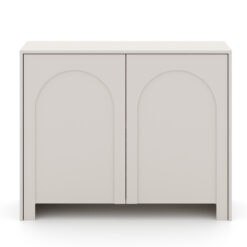 Modernes Sideboard Arco 2D in Kaschmir mit Bogenfräsung Frontansicht.