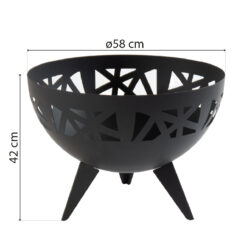 Draufsicht der 58 cm breiten Feuerschale zur Visualisierung der Größe.