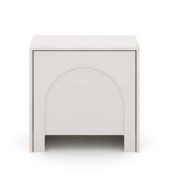 Moderner Nachttisch Arco 1D in Kaschmir mit eleganter Bogenfräsung.