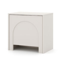 Beiger Nachttisch im Boho-Stil für eine warme Wohlfühlatmosphäre.