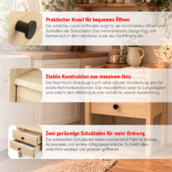 Detailaufnahme der natürlichen Holzmaserung Nachttisch