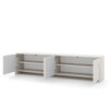 Vier geöffnete Türen des Sideboards Arco 4D zeigen den Stauraum.