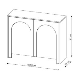 Technische Zeichnung Sideboard Arco 2D Kaschmir Maße 103,5x83x35 cm.