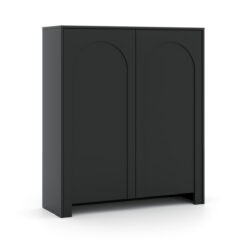 Design Highboard Arco 2D Schwarz Matt im modernen Wohnzimmer Ambiente.
