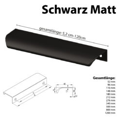 Schwarzer Profilgriff aus Aluminium Ansicht von oben minimalistisches Design.