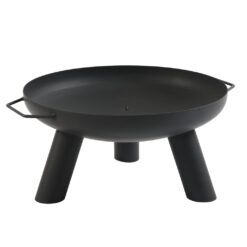 Designer Feuerschale Ø 55 cm aus schwarzem Stahl in Matt-Optik auf weißem Hintergrund