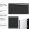 Schwarz mattes TV-Lowboard Vento mit vier Türen in einem modernen Wohnzimmer.