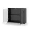 Nahaufnahme der gefrästen Bogenfront am Sideboard Vento in elegantem Schwarz Matt.