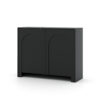 Elegantes Sideboard Vento in Schwarz Matt mit dekorativer Bogenfront, Frontansicht.