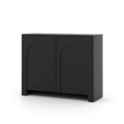 Elegantes Sideboard Vento in Schwarz Matt mit dekorativer Bogenfront, Frontansicht.