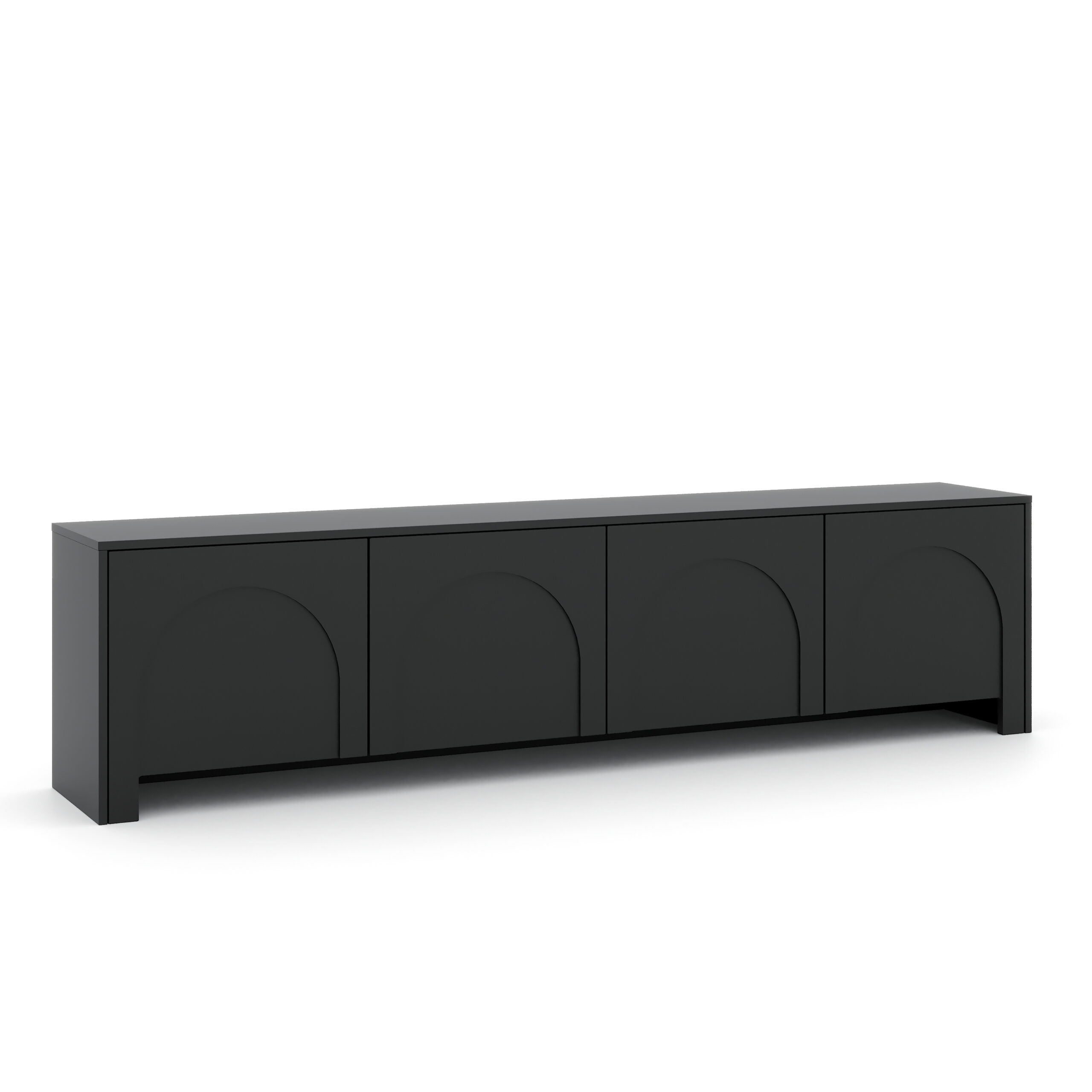 TV-Board Vento 203 cm in Schwarz mit Push-to-Open-System.
