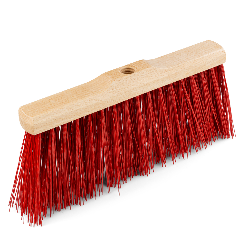 Straßenbesen rot 25 cm mit Holzstiel 120 cm für Hof und Werkstatt