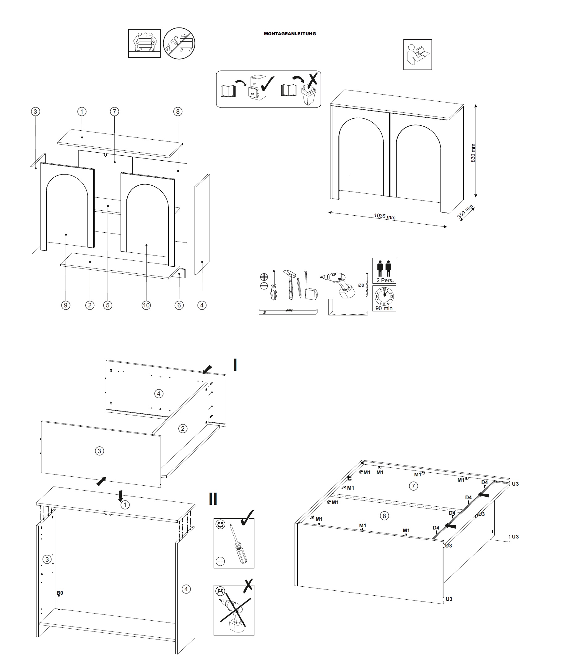 Karton-Lieferzustand des Sideboards Vento Schwarz zur einfachen Selbstmontage.