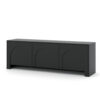 Seitenansicht des modernen 153 cm breiten TV Lowboards Vento in mattem Schwarz.