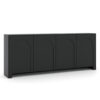 Matte, pflegeleichte MDF-Oberfläche des schwarzen Sideboards im Detail.