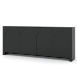 Sideboard Vento in Schwarz matt mit vier Türen und eleganter Bogenfront.