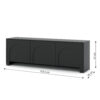 Abmessungen des TV Schranks Vento: 153,5 cm Breite, 51 cm Höhe und 35 cm Tiefe.
